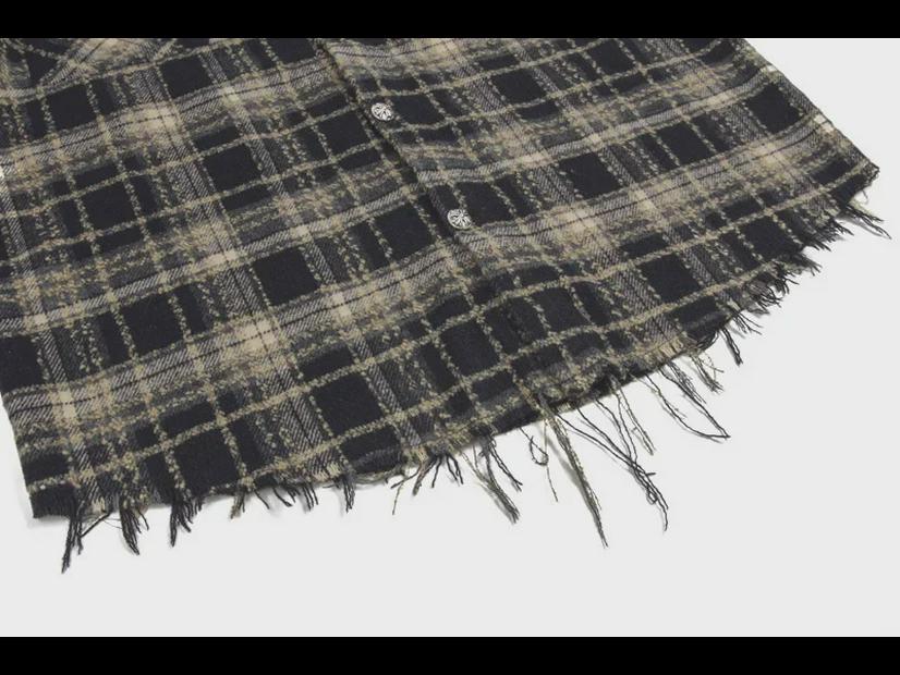 Мужская модная красная клетчатая куртка-рубашка с необработанным краем - в стиле американского ретро-хип-хопа со свободным кроем и карманом