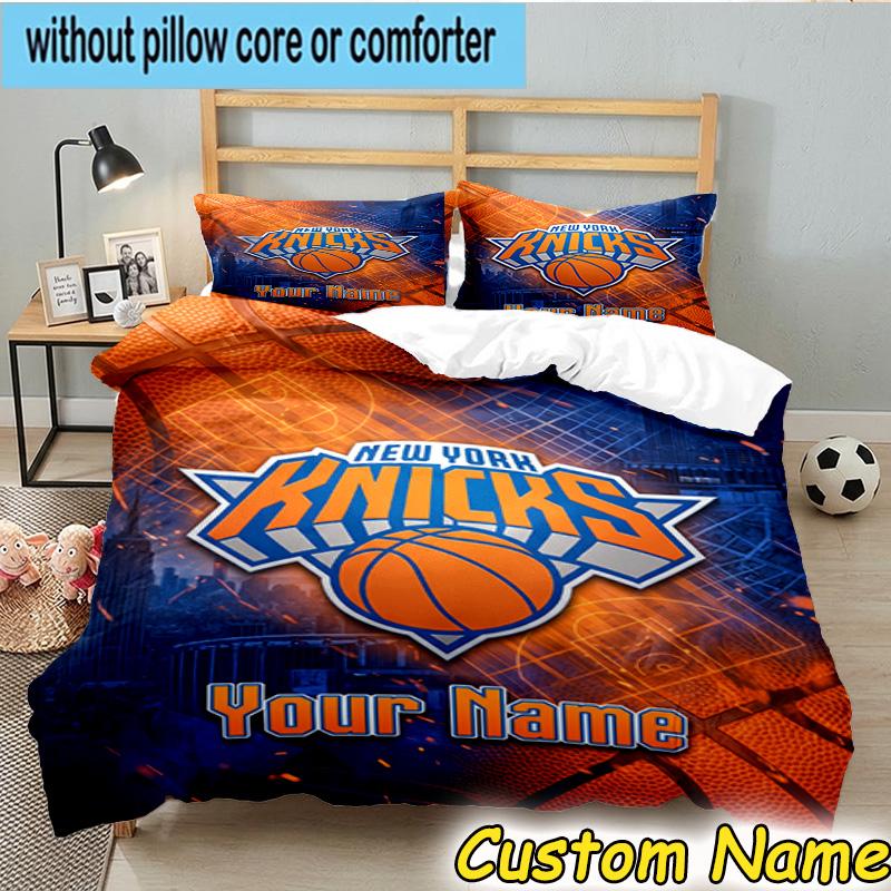 3pcs Custom Name Knicks Logo Bedding Set Includes 1 Duvet Cover & 2 Pillowcases for All Seasons Dormitory Home Decor Christmas gifts