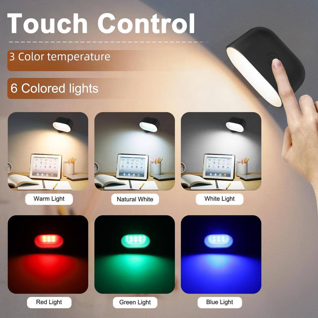 USB Rechargeable 360° Rotating Touch Wall Lamp with Remote & Color Changing for Bedroom