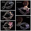 Crystal Hairpins Flexible Headwear Hollow Claws Heart  Flower Acrylic Rhinestone Hair Clip