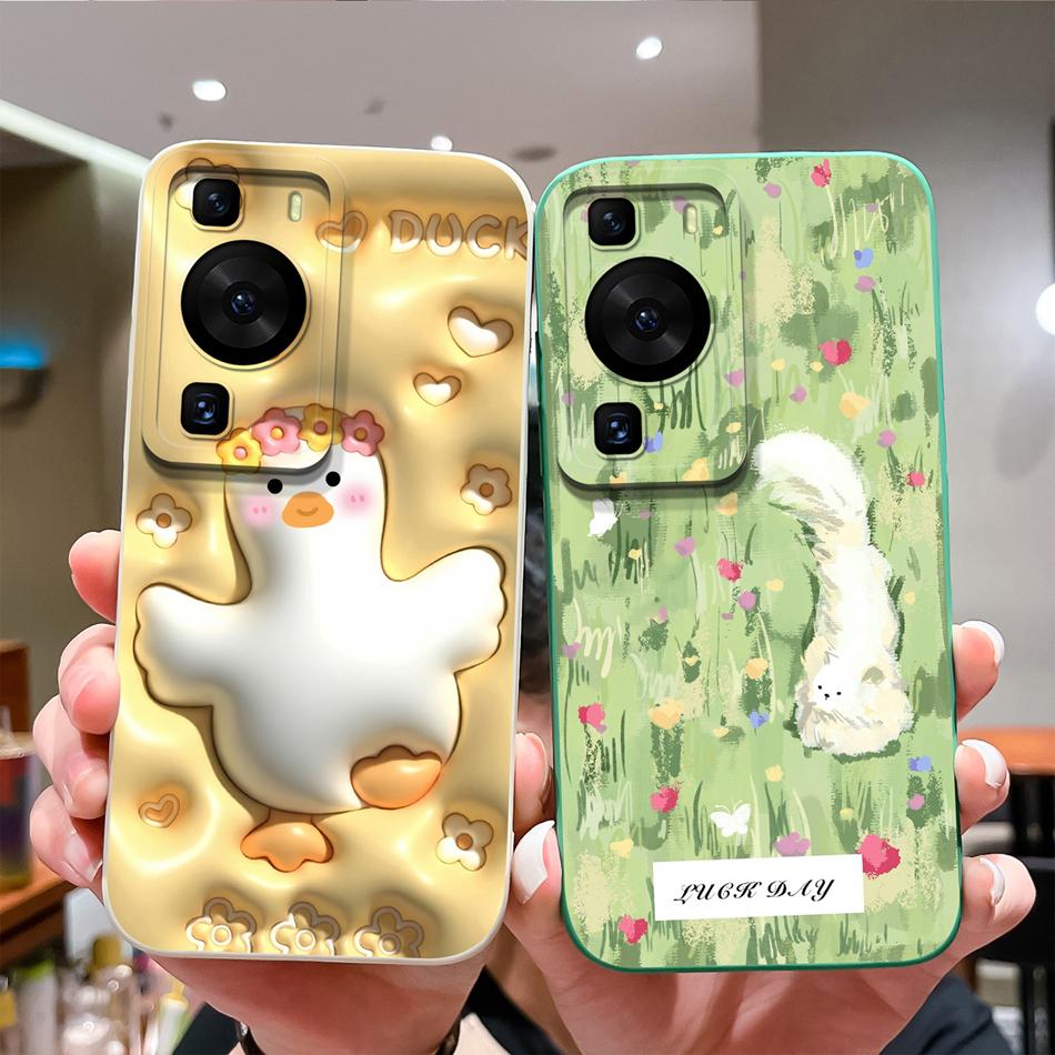 For Huawei P60 Pro Art Phone Case Cute Design Soft Liquid Silicone Back Cover For HuaweiP60 P 60 Anti Drop Durable Bumper Funda