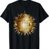 Золотой Зеркальный Шар Крутая Футболка Смешная Диско Футболка Футболка