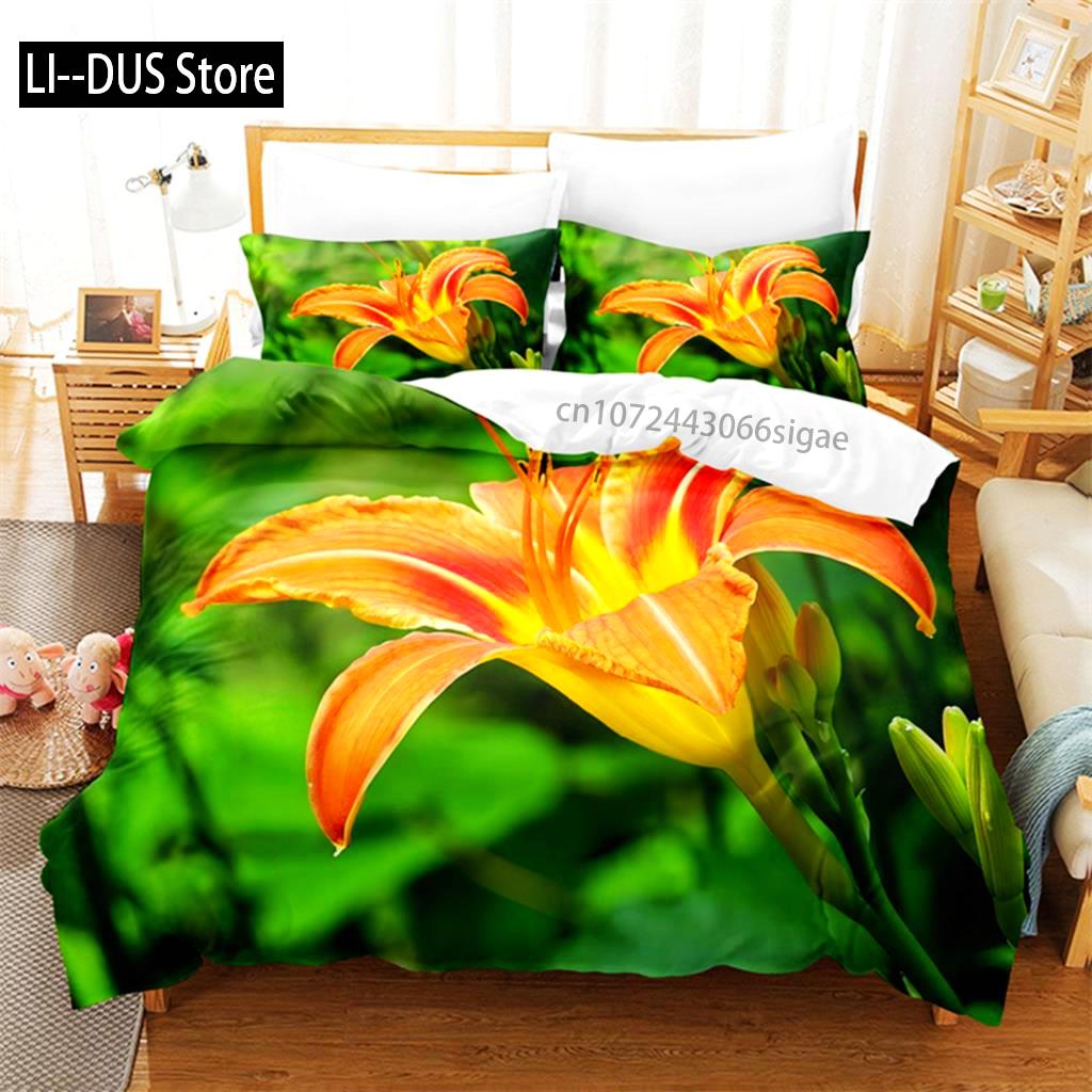 Yellow Flowers Queen Bedding Sets Duvet Cover Set Bedding Digital Printing King Size Duvet Cover Set Bedding Set