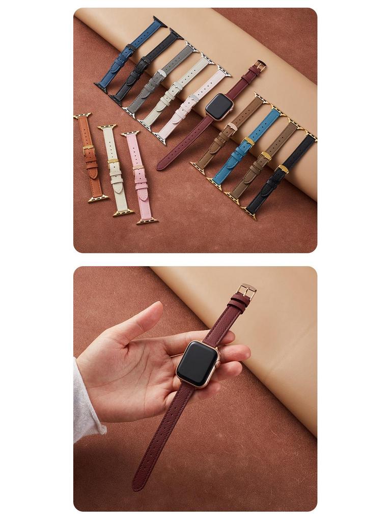 Тонкий ремешок из натуральной кожи с узором «ли Чи» для Apple iWatch