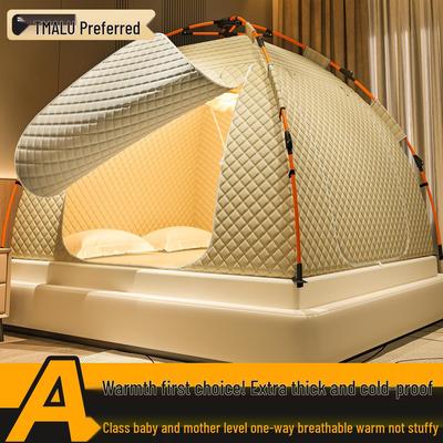 Зимняя комнатная палатка-кровать: Блокирующая свет, Защита от падения, Толстое тепло, Москитная сетка с полным покрытием, Навес для монгольской юрты.