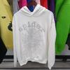 Sp5der Hoodie Oversized Thick Fleece Sweatshirt With Foil Print Spiderweb Design Men Winter Casual Wear