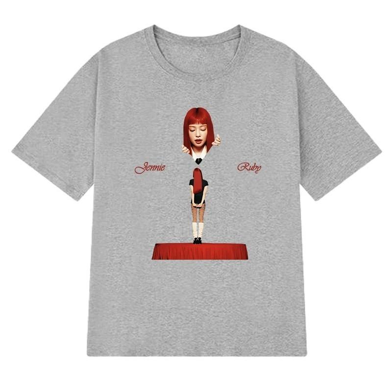 Новое в JENNIE Ruby 2026 Новый Альбом Модная Футболка Kpop Мужская Женская Y2k Оверсайз Короткий Рукав Футболки Унисекс 100% Хлопок Одежда