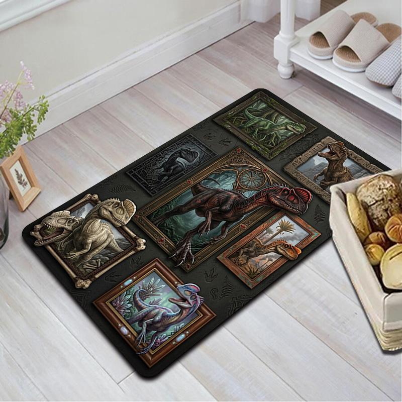Dinosaur Gallery Pattern Rug Floor Mat for Living Room or Bedroom Soft and Comfortable Carpet a Gift for Birthday and Holiday.