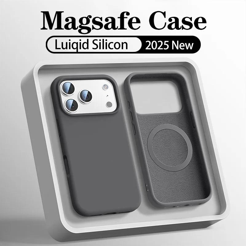 Official Original Liquid Silicone Magnetic Phone Case For iPhone 17 Air 16 15 14 Plus 13 12 Pro Max 17Pro For Magsafe Soft Cover