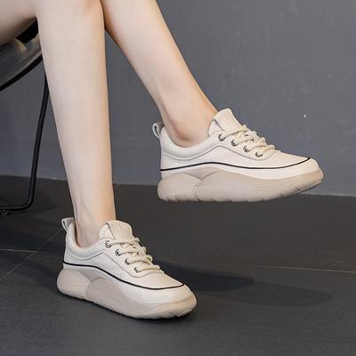 Женские туфли из толстой кожи белого цвета, повседневные туфли