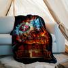 custom Name Text Flames & Helmets Theme blanket Soft Flannel Blanket Plush Throw Blanket Cozy Sofa Bed Blanket for Home Decor