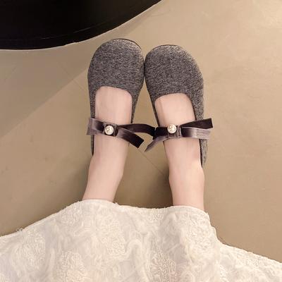 Весенняя мода с туфлями Мэри Джейн на юбке, замшевые, нежные, с жемчужной внутренней высотой, французским бантом, одинарные туфли, женская обувь