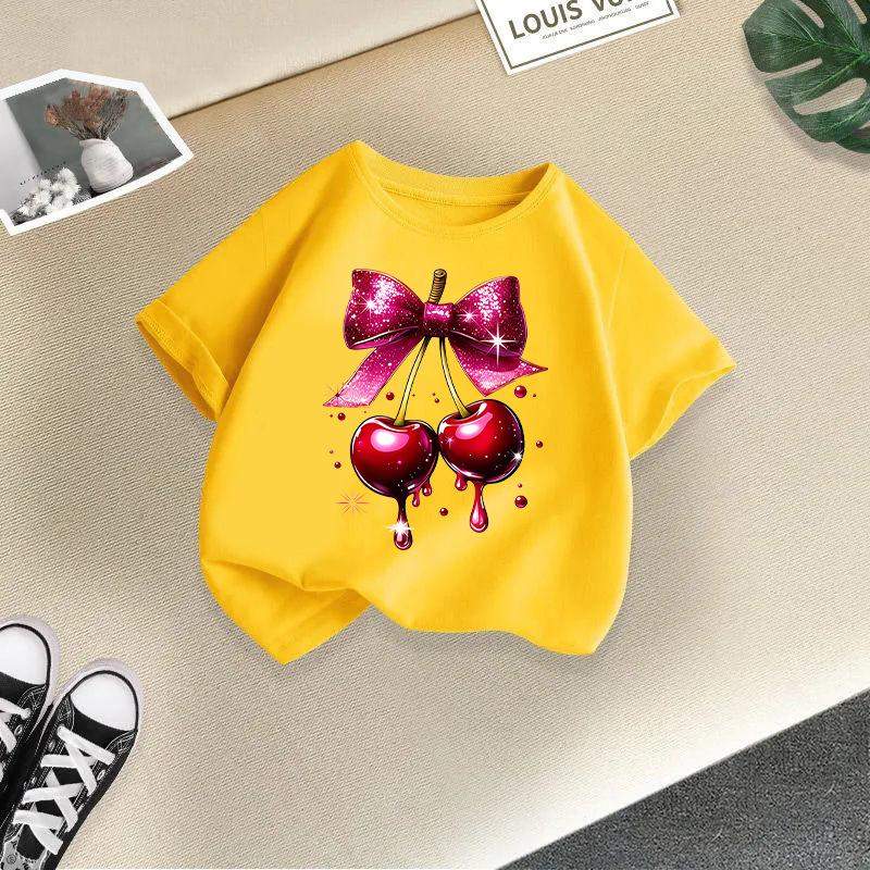 Children's Casual Short-sleeved T-shirt - Summer Girl's Cute Cherry T-shirt