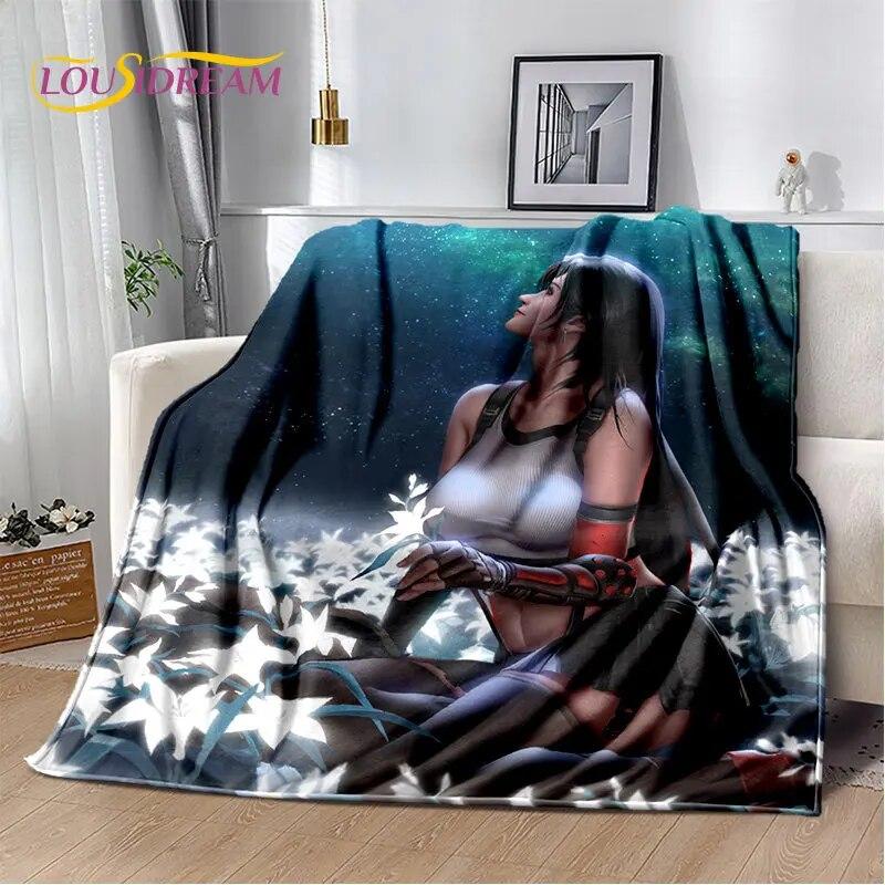 Sexy Girl Lace Tifa Aerith Anime Soft Plush Blanket,Flannel Blanket Throw Blanket for Living Room Bedroom Bed Sofa Picnic Cover