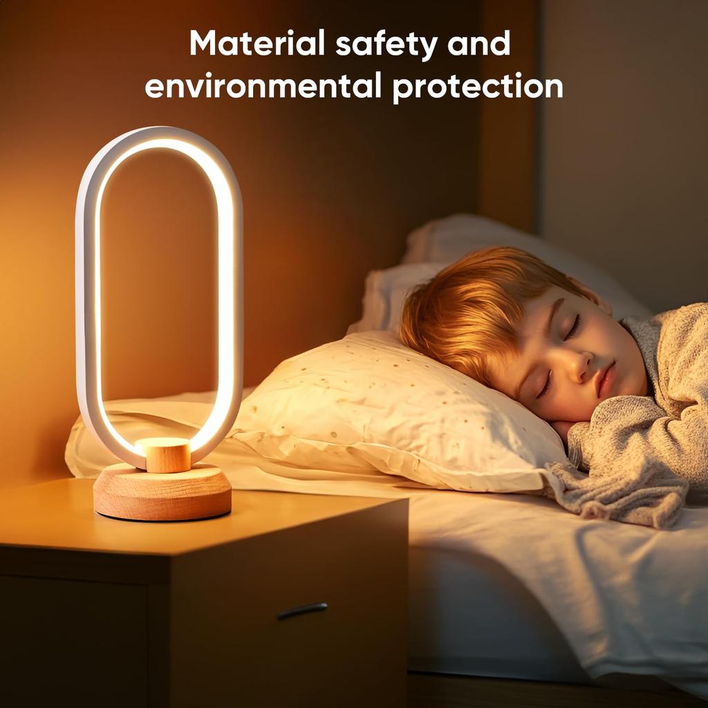 Modern Desk Lamp LED Wooden Table Bedroom Bedside Night Dimmable LED Creative Home Unique Housewarming Gift Lamp, Light, Lighting, Decoration,