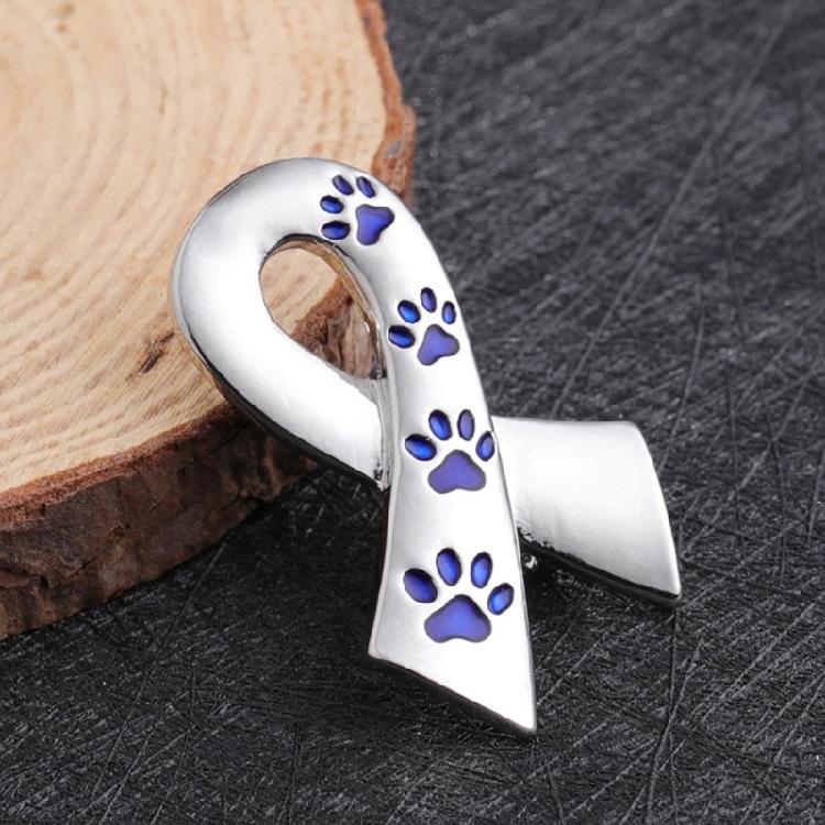 Exquisite Dog Paw Print Ribbon Brooch Pin Fundraiser Campaign Events Breastpin