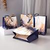 3pcs Gift Wrapping Bags Golden Blue Marble Pattern Paper Bags With Handles For Gifts