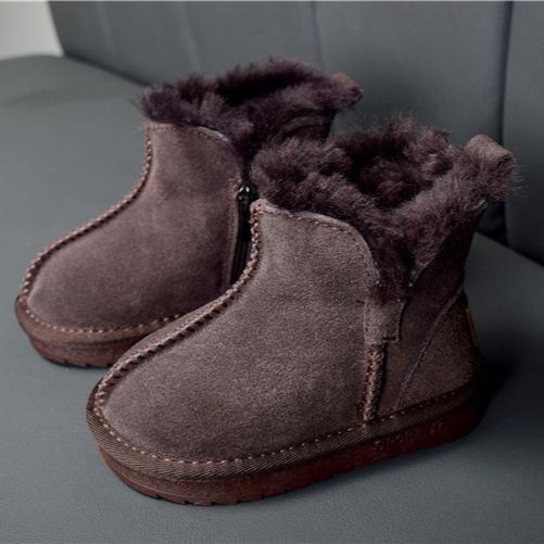 Новые зимние детские сапоги из натуральной кожи для девочек, теплые плюшевые ботинки для мальчиков, модные детские сапоги, обувь для малышей