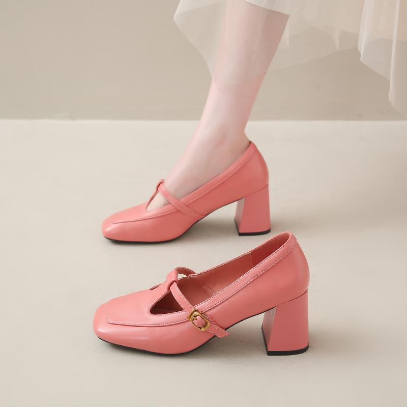 Мода 2025 Обувь Женская Ретро Женские Туфли Мэри Джейн на Высоком Каблуке с Квадратным Носком и Ремешком с Пряжкой, Туфли на Массивном Каблуке для Модного Платья, Офиса, Zapatos