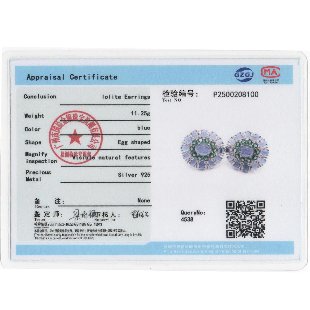 Роскошные женские серьги из серебра 925 пробы с натуральными иолитовыми овальными драгоценными камнями. Изысканные ювелирные украшения для женских подарков на годовщину.