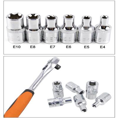 Стальные торцевые головки E4 E5 E6 E7 E8 E10 6 шт. 1/4 дюйма Torx Star Ручной инструмент