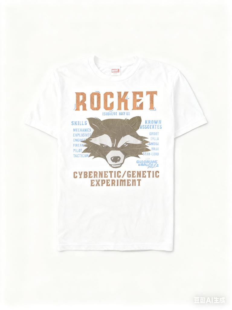 Genuine 2026 New Guardians of The Galaxy Rocket Raccoon Print Plus Size Men's Short Sleeve Loose Crew Neck T-Shirt