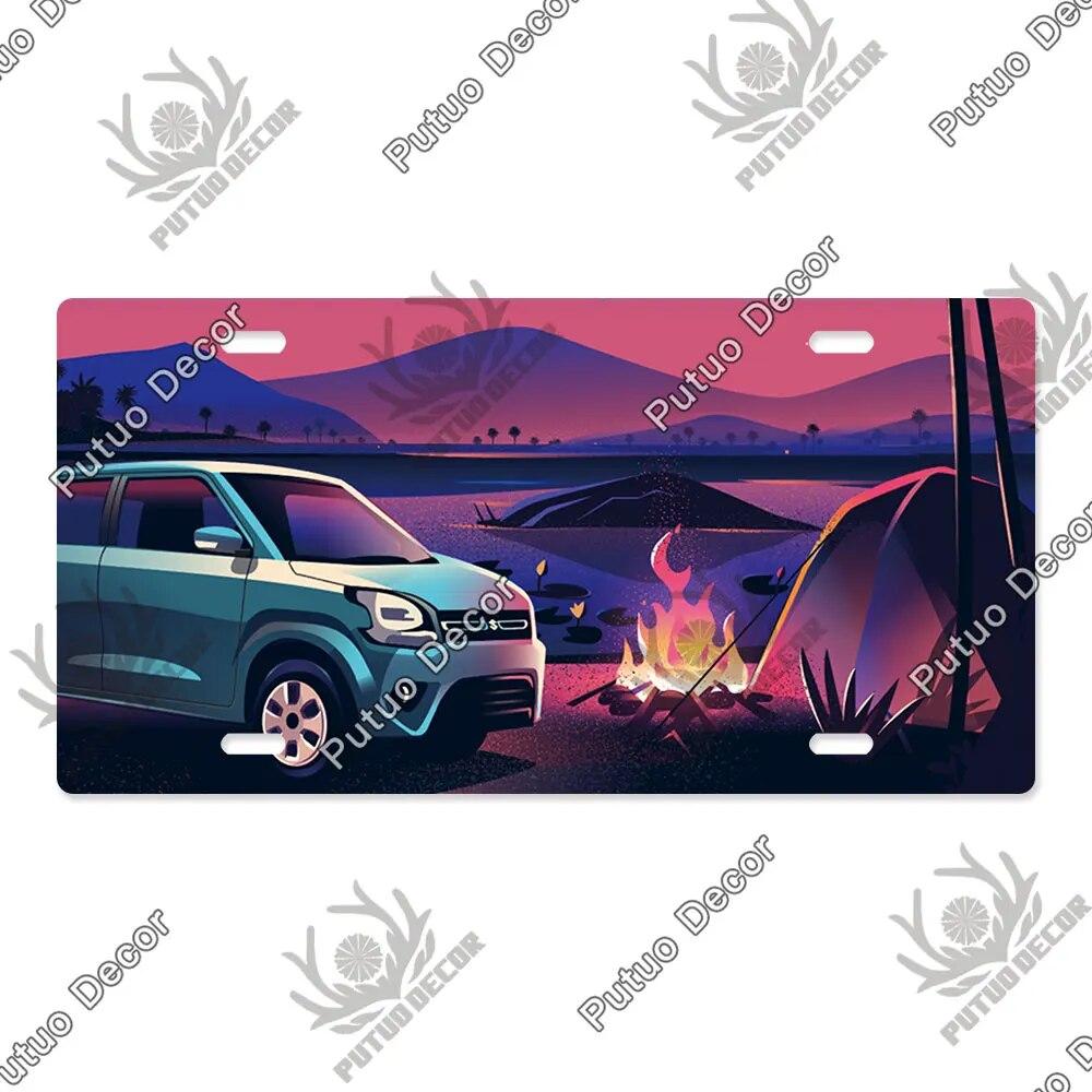 Putuo Decor Illustrations Licenses Plate Tin Sign Plaque Metal Decorative Plate for Car Living Room Door Home Wall Decor