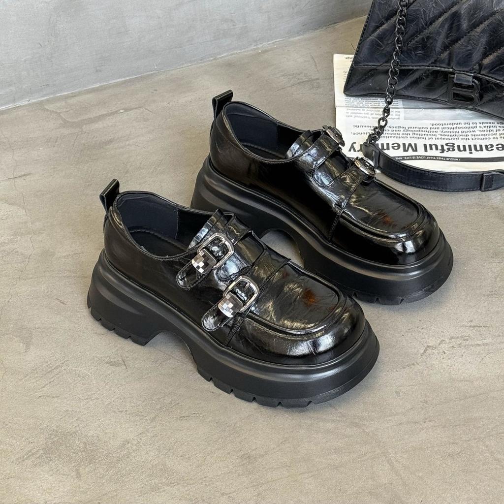 2025 осень новые кожаные туфли на платформе с небольшой высотой, женские лоферы в британском стиле, ретро, маленькие кожаные туфли, женская обувь