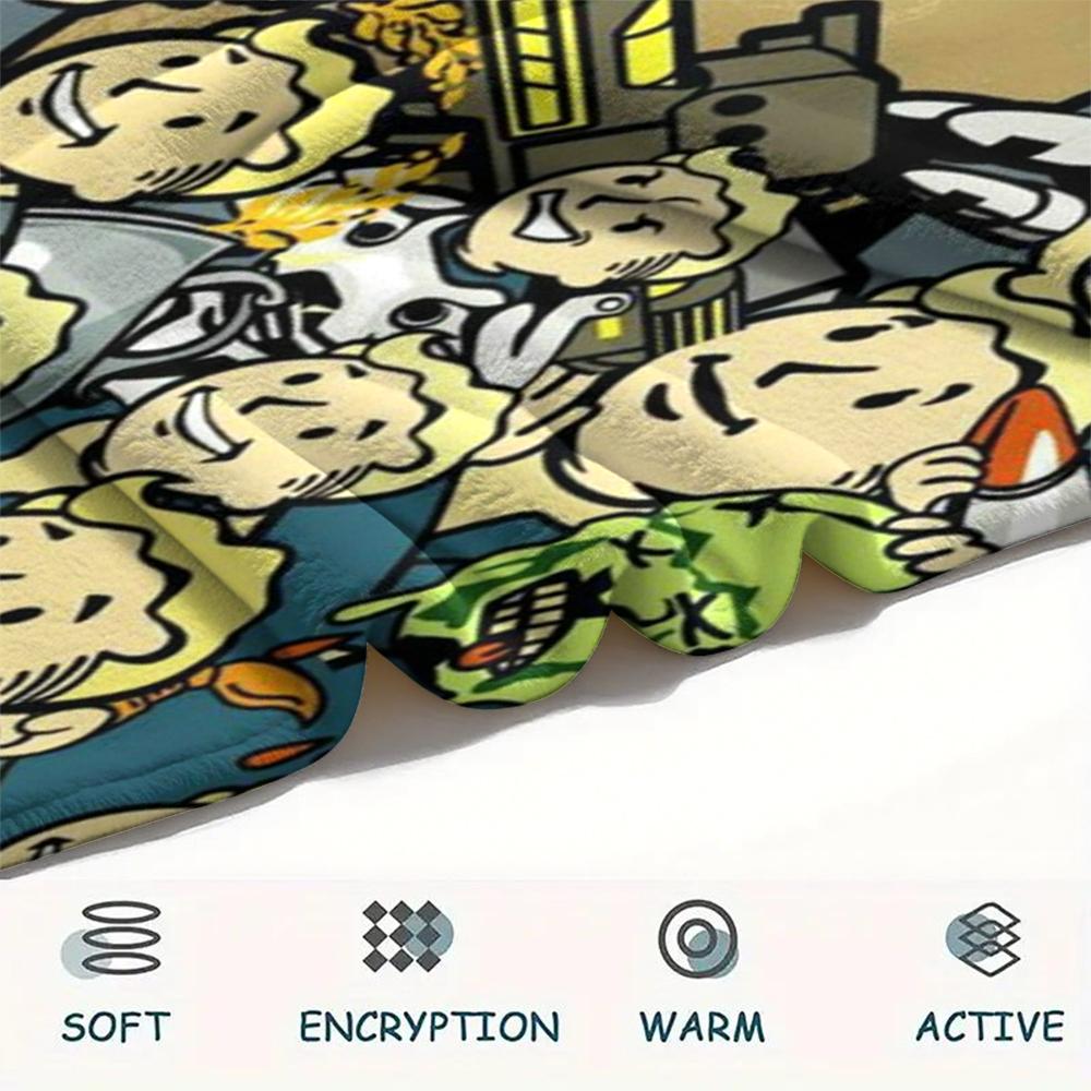 1 шт. Фланелевое одеяло с принтом Fallout, Высококачественное, Для всех сезонов, Декор для дома, Тепло и уют, Идеально для рождественских подарков