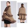 Зимняя женская накидка, шаль с меховым воротником, большой размер, вязаный кардиган, свободная темпераментная элегантная куртка