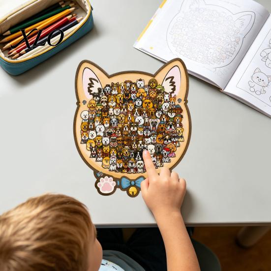 Деревянная пазл-картина с животными, Тема: Свинья и Кролик, Сложная игра-вызов из массива дерева, Для детей и взрослых, Для украшения стола