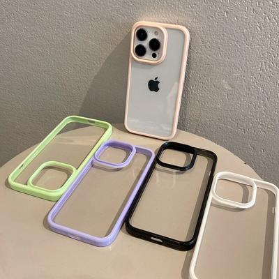 Прозрачный чехол-бампер ярких цветов для iPhone 15 14 13 Mini 12 11 Pro Max XR XS X 7 8 Plus SE3, мягкая противоударная задняя крышка