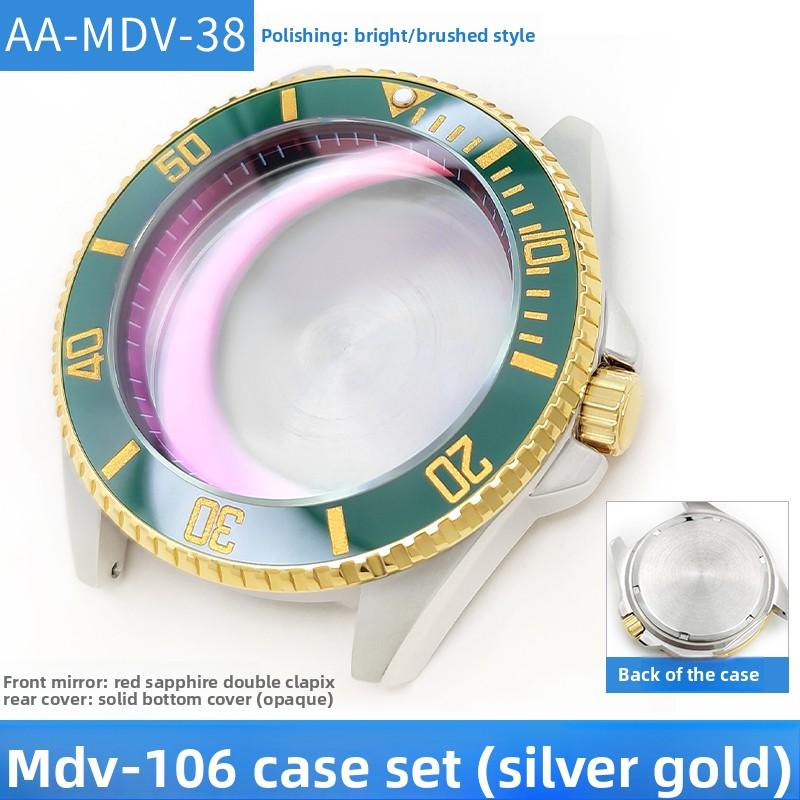 MDV106 metal Case film bezel bumper armor For Casio MDV-106 Stainless Steel Crown Caseback Sapphire Glass men Watch accessories
