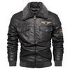 Men's Leather Jacket Men's Autumn and Winter Lapel Plus Velvet Trendy Large Size Motorcycle PU Leather Jacket Men's Clothing
