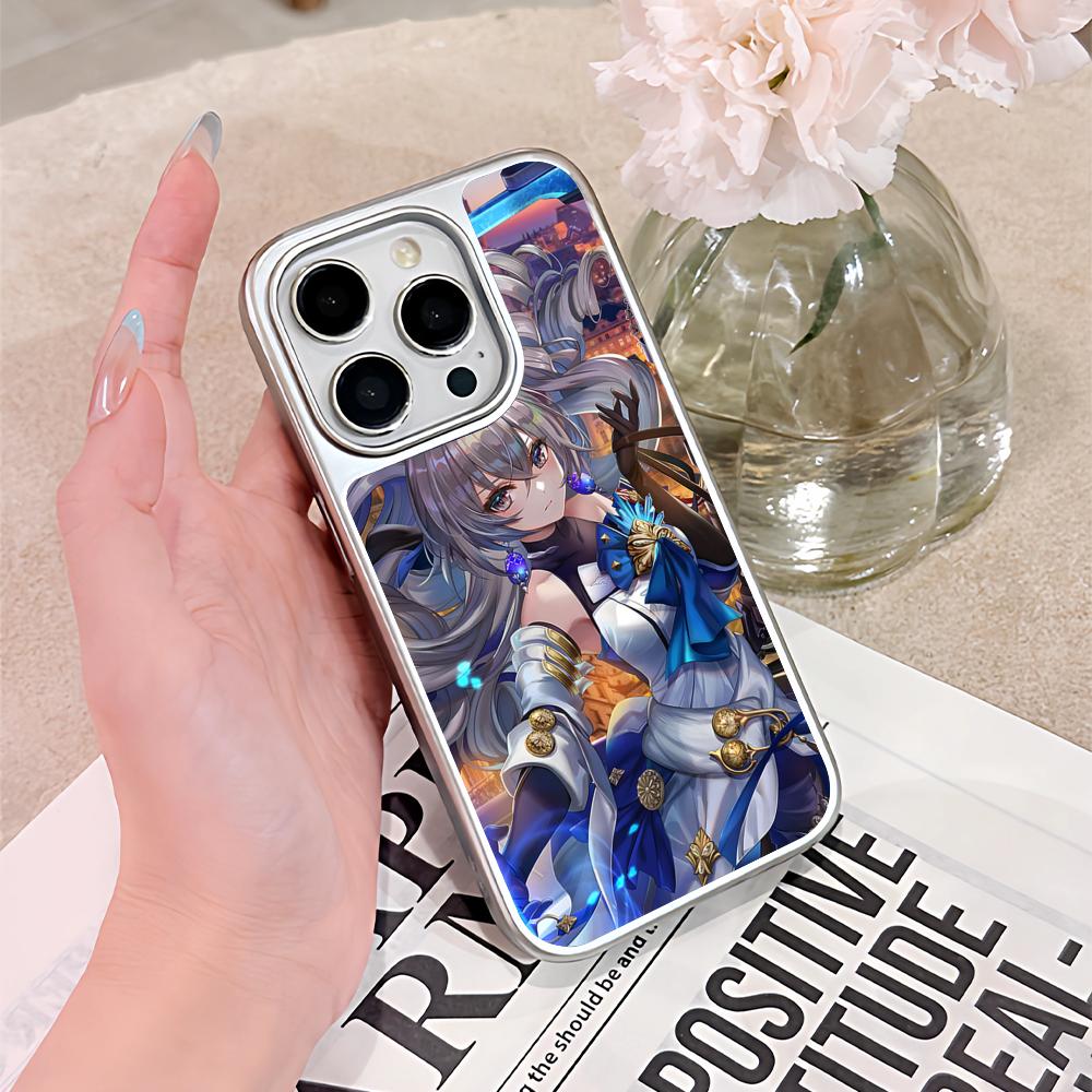 Серебряный чехол HSR Bronya для мобильного телефона iPhone 17 16 15 14 13 12 11 Air Pro Max Plus Разноцветная крышка