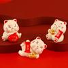 Cute Resin Mini Lucky Cat Ornaments Cartoon Fortune Cat Miniature Figurine Micro Landscape Crafts Decoration Home Car Decor