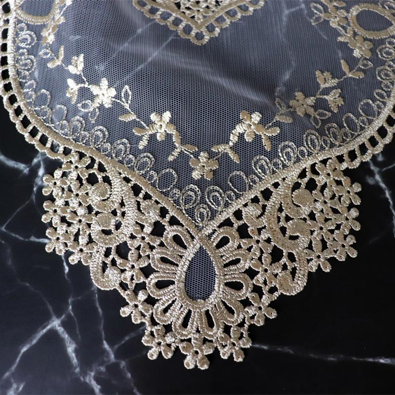 Luxury Oval Embroidered European Transparent Placemat Table Mat Hotel Villa Home Furniture Party Coaster Decorative Cover Cloth