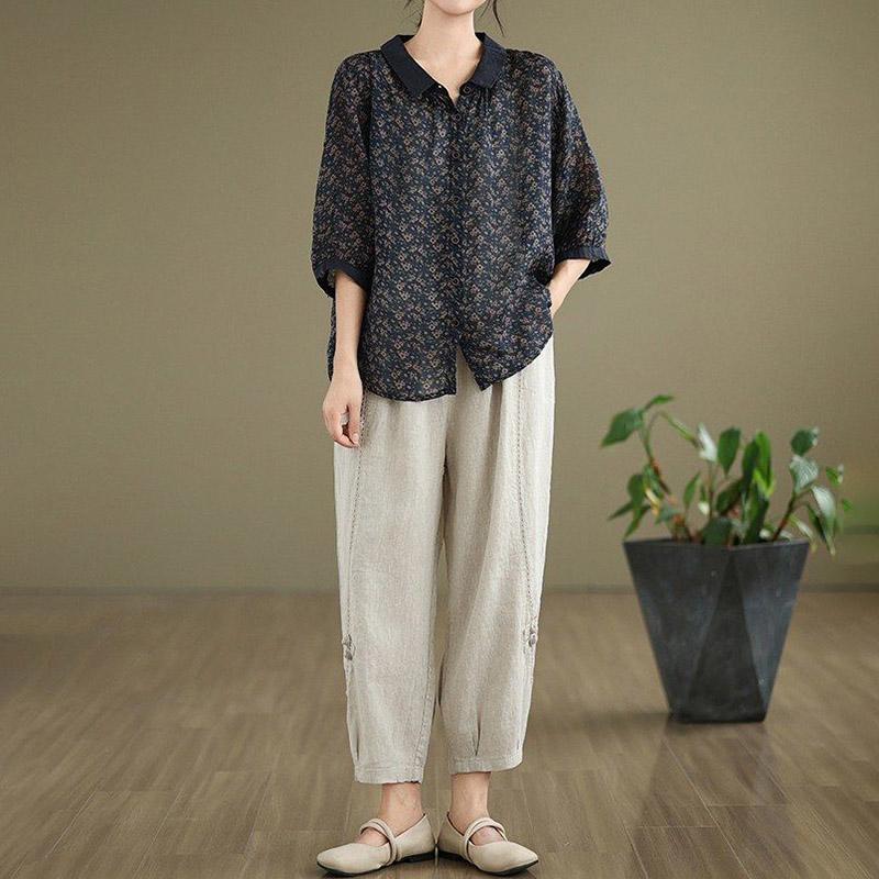 Женский костюм Комплект из 2 предметов Хлопковая футболка и брюки Хлопковый Оверсайз Свободный Повседневный Летний костюм Двойка Топ Брюки