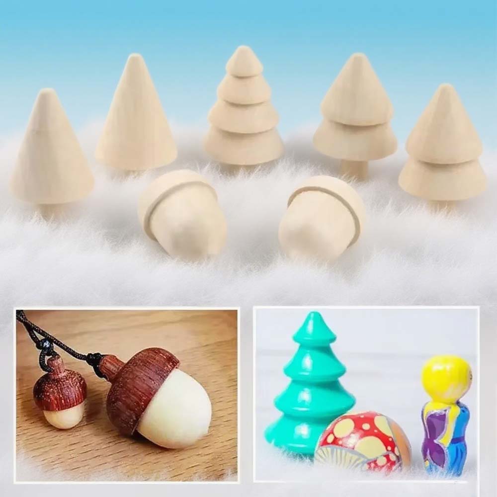 Неокрашенное Деревянное Дерево Сделай Сам Раскрашенные Поделки Сделай Сам Пустой Желудь Пустая Игрушка для Раскрашивания Миниатюрные Рождественские Принадлежности Украшение Детский Подарок