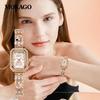 MOKAGO Минималистичные женские часы с квадратным циферблатом и изящным дизайном бабочки, водонепроницаемый кварцевый механизм