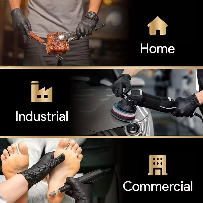 Disposable Nitrile PVC Gloves Black Thick Durable Waterproof Protective for Household Cleaning Dishwashing KitchenBathroomToilet