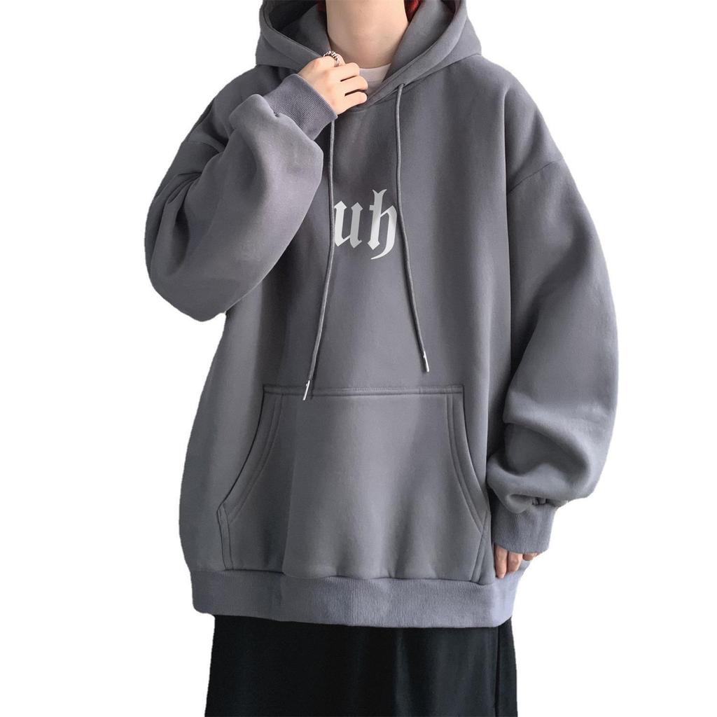 Navy Blue 250g Men's Oversize Hooded Sweatshirt - Trendy American Hip-Hop Style