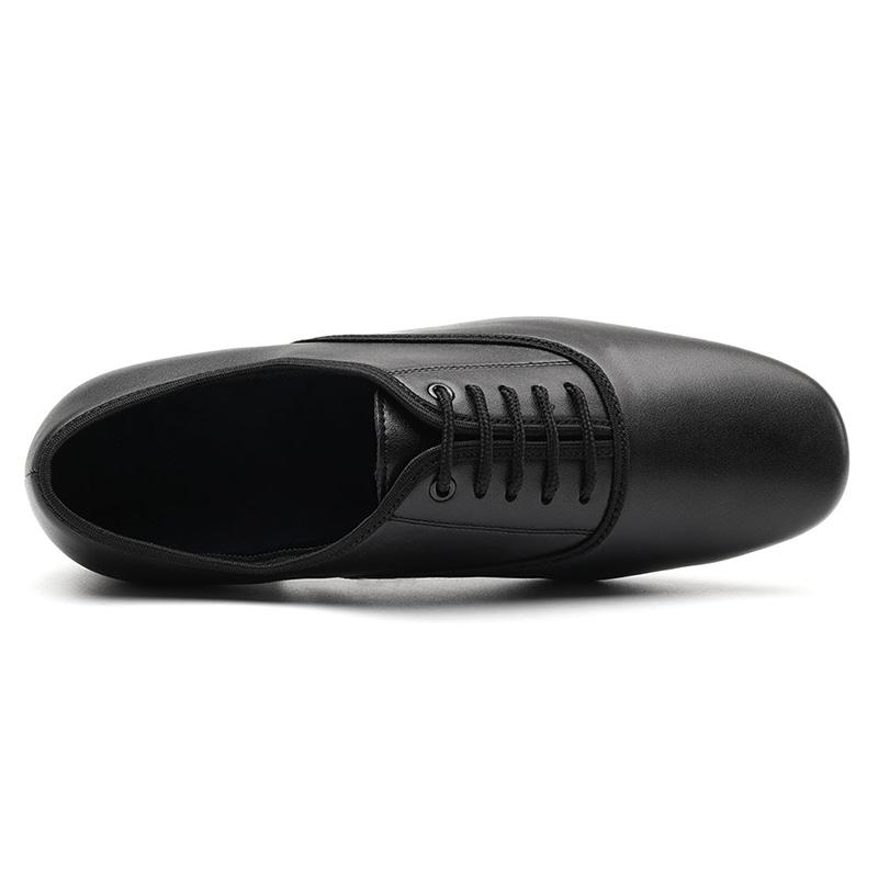 Мужские туфли для современных танцев на низком каблуке, из черной кожи, для самбы, сальсы, танго, латиноамериканских бальных танцев, каблук 2,5 см, для помещений