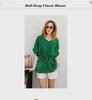 Summer V-Neck Cotton & Linen Bat Sleeve Shirt - Loose Fit, Plus Size Trend