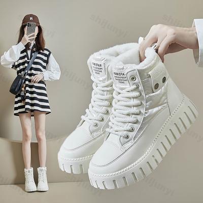 Модные зимние ботинки женские водонепроницаемые нескользящие высокие плюшевые хлопковые зимние ботинки 2025 новые толстые подошвы повседневные женские теплые ботинки женские