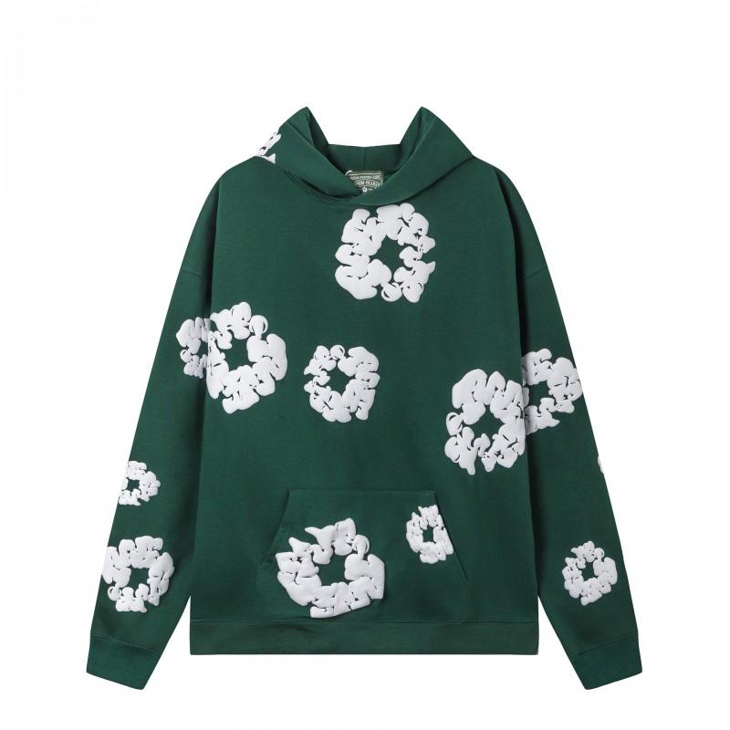 Unisex Oversized Cotton Hoodie Jogger Set With Floral Print Warm Fleece Lined Streetwear Outfit Winter