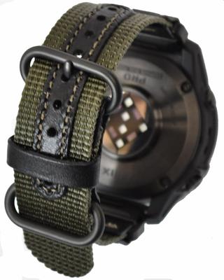 CODEL atelierCODEL Ремешок для Garmin - Разработан для максимального комфорта, изготовлен в Японии из нейлона и кожи (Серо-оливковый, ширина ушек 26 мм)