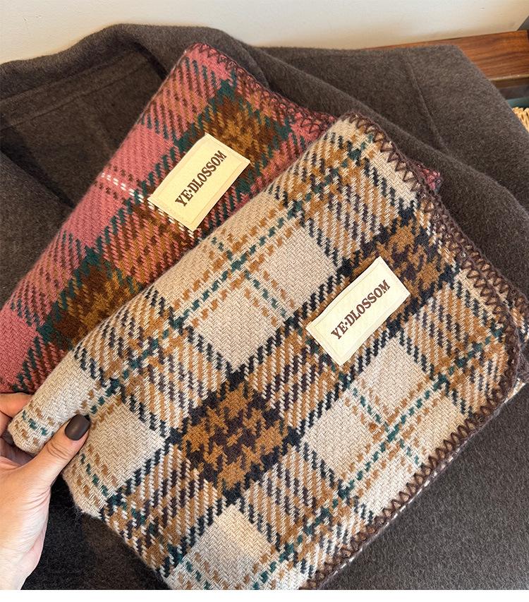 2024 Autumn/Winter Oversized Plaid Red Scarf, Unisex Christmas Shawl Neck Warmer