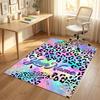 Rainbow Leopard Theme Soft Crystal Velvet Rug Custom Name & Text Print Non Slip Floor Rug for Bedroom Living Room
