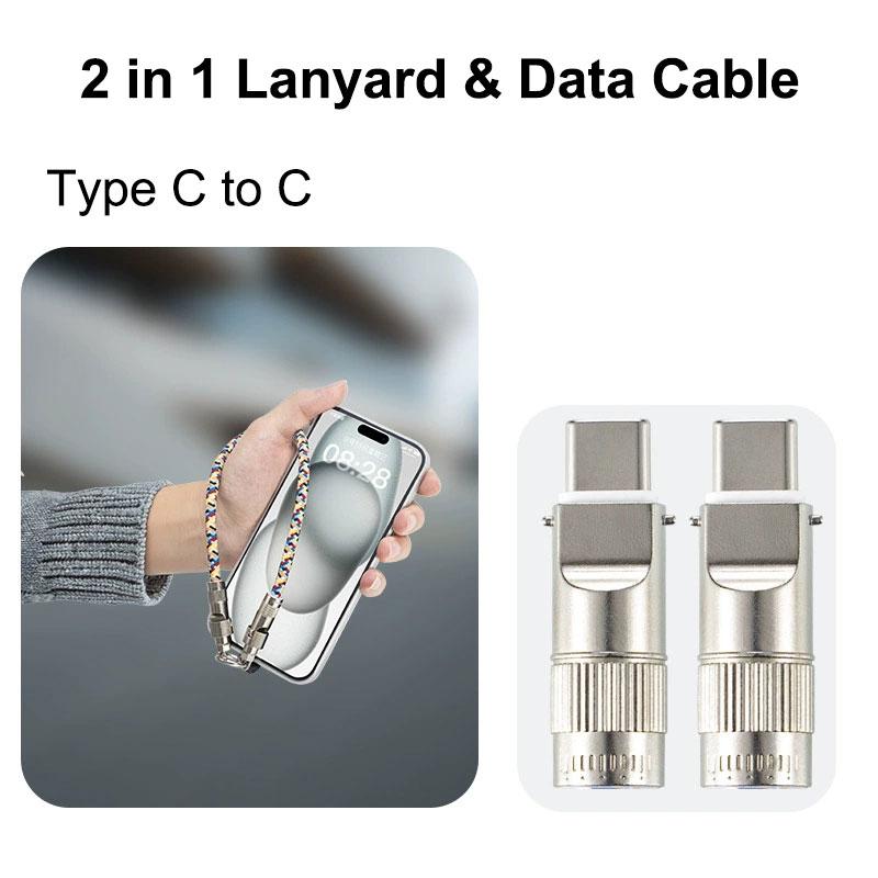 Trending New 30cm USB-C Fast Charging Braided Portable Lanyard Wrist Strap Data Cable for Mobile Phone iPhone 17 & for